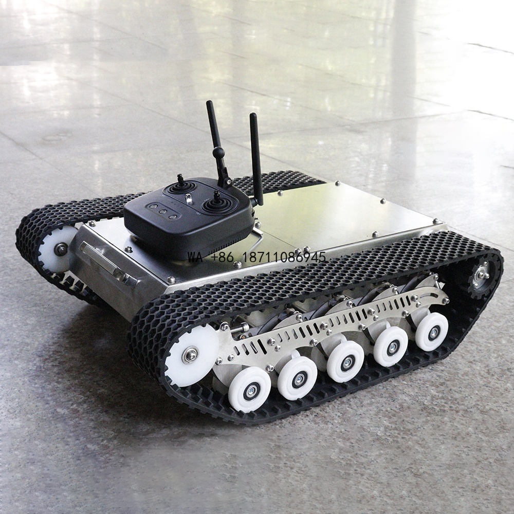 Tracked Robot Chassis - منصة هيكل روبوتية بمسارات مطاطية مع